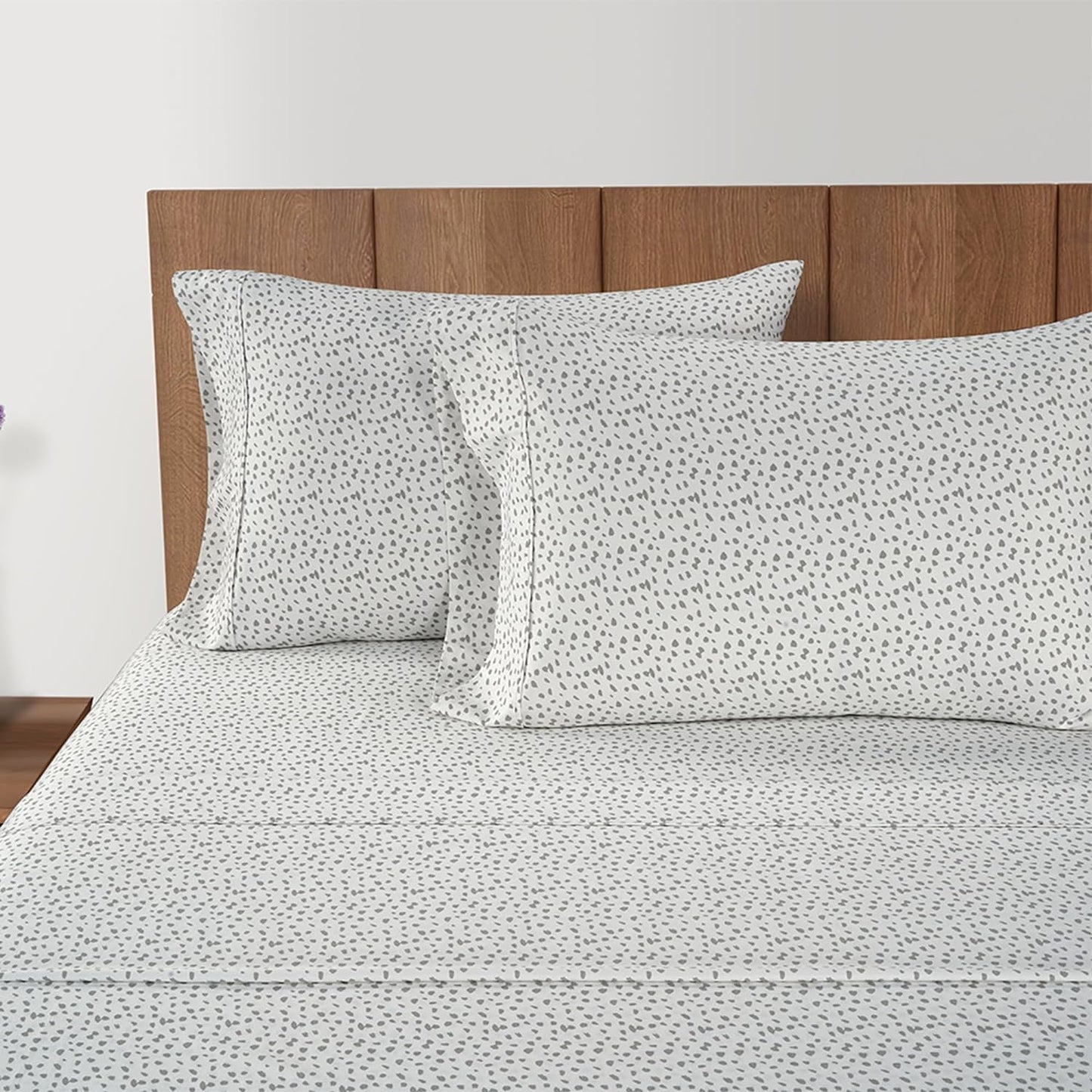 LANE LINEN 100% Cotton Bed Sheets – Twin XL Sheet Sets, 450 Thread Count Cooling Sateen Weave, Soft & Fade-Resistant, 15” Deep Pocket Fully Elasticized Fitted Sheet, Misty Dot