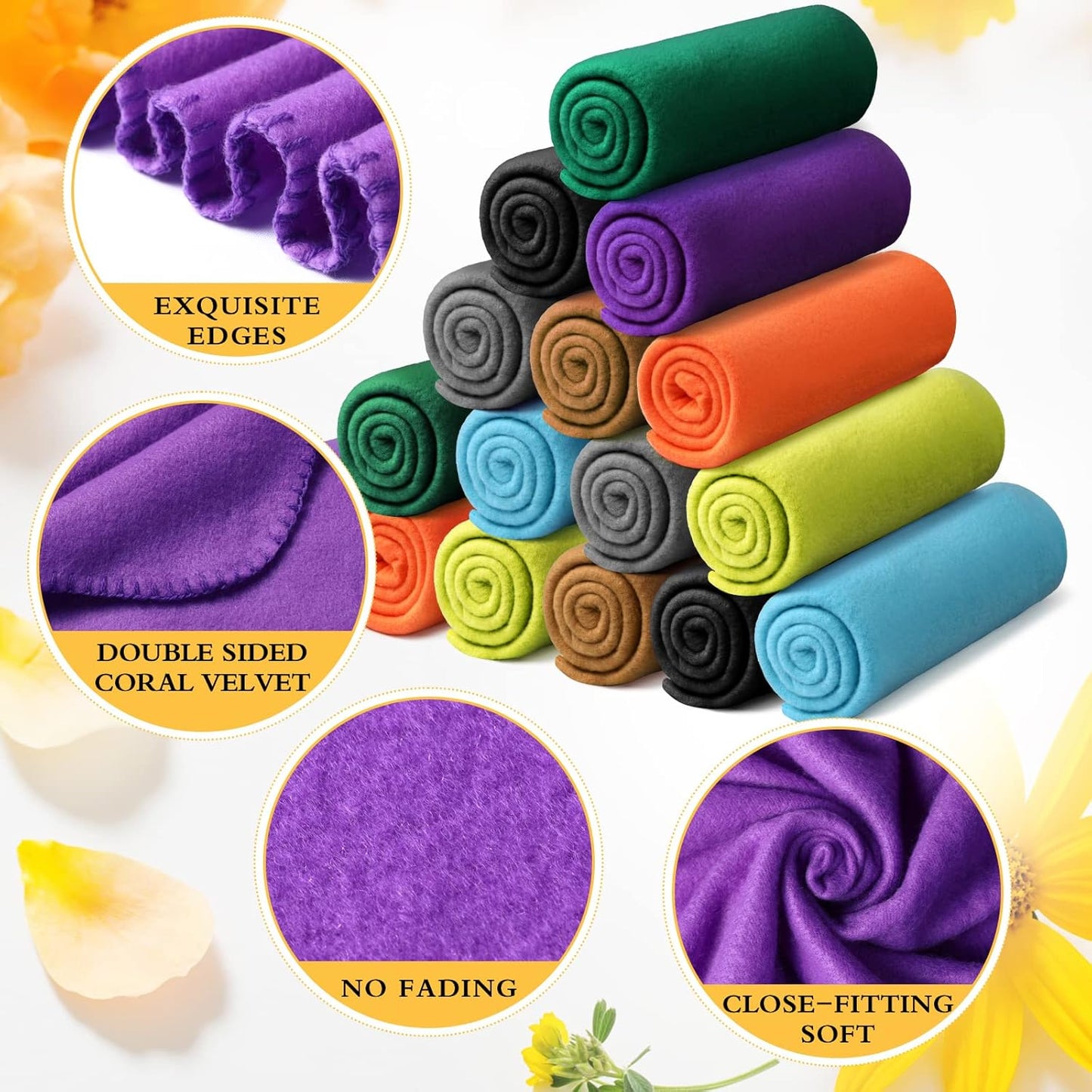 Kinlop Fleece Blanket Bulk 60 x 50 Inch Soft Lightweight Fleece Cozy Blanket Warm Throw Plush Pet Throw for Bed Couch Sofa Home Office Wedding Gifts Travel Camping(Fresh Color,40 Packs)