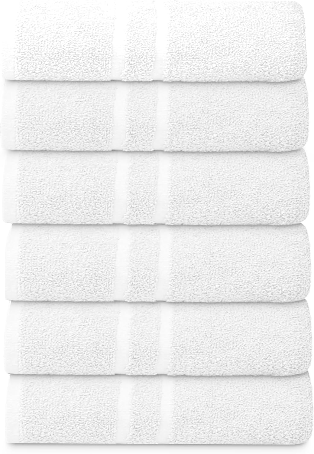 Basic Medium Bath Towels 24x48 Inches – Pack of 6 – White Color – Soft and Absorbent Multipurpose Cotton Towels for Bathroom, Spa, Gym, Salon, Hotel, Clinics and Everyday Use
