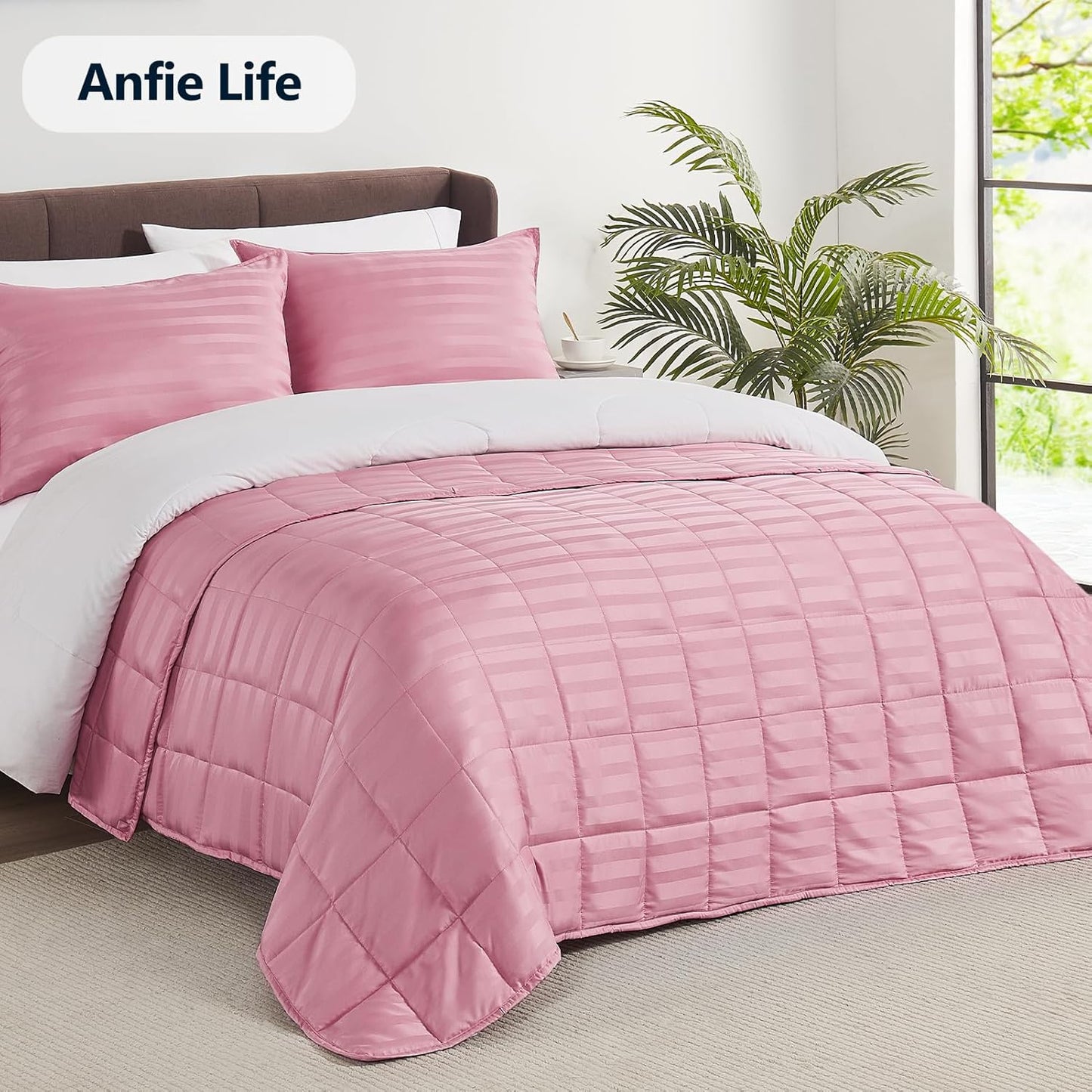 Weighted Blanket Queen Size (60"x80" 17lbs),Ultra Soft and Cozy Cooling Weighted Blanket Queen Size for Adult,Heavy Blanket with Machine Washable Soft Blanket, Pink