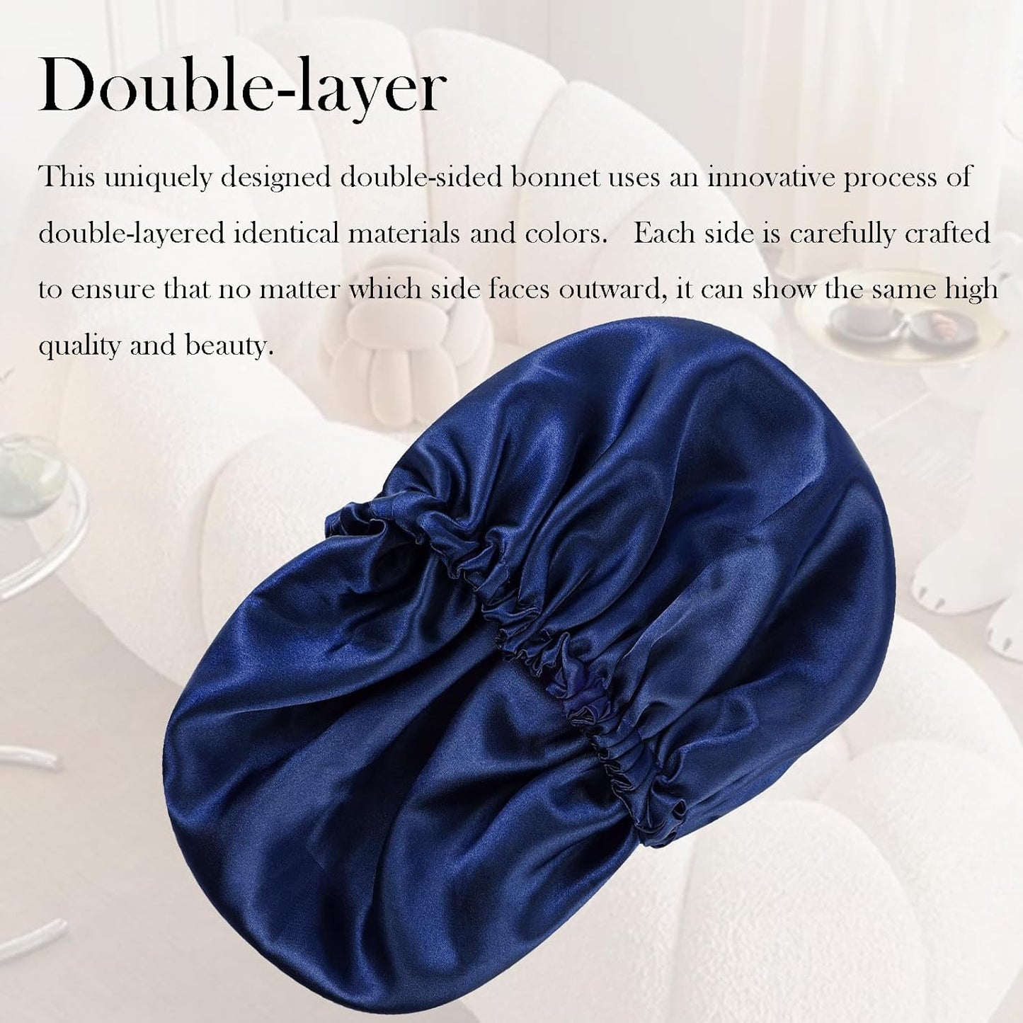 Satin Bonnet Double Layer Silk Bonnet for Sleeping Women Hair Care for Natural Curly