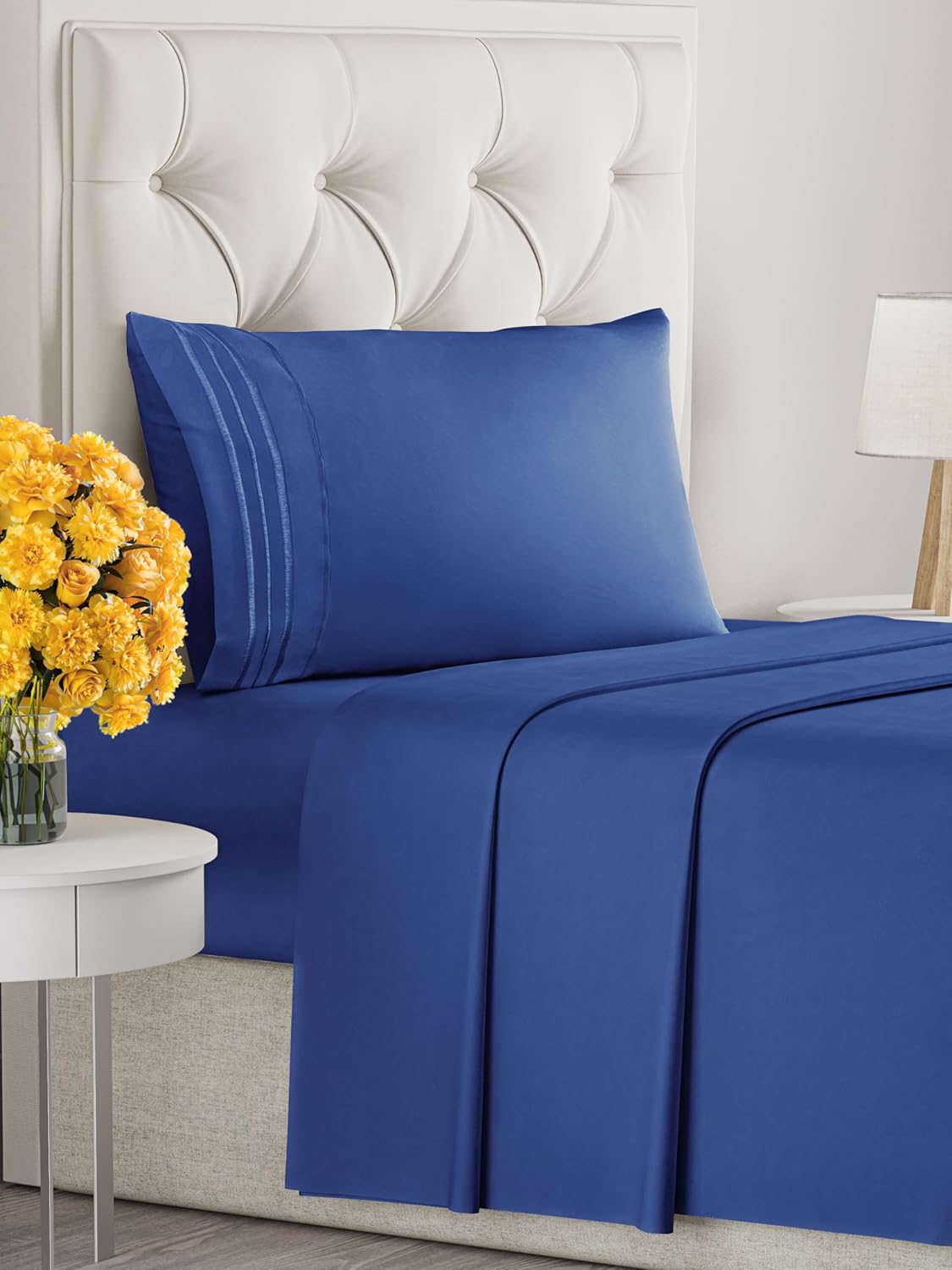 Twin Size 3 Piece Sheet Set - Extra Soft, Breathable & Cooling Sheets - Hotel Luxury Durable Bed Sheets for Women & Men - Deep Pockets, Easy-Fit & Wrinkle-Free Sheets - Cobalt Blue Oeko-Tex Bed Sheets