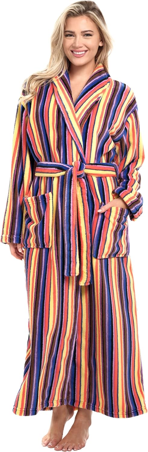 Alexander Del Rossa Plush Robe for Women, Long Fleece Winter Bath Robe, Plus Size