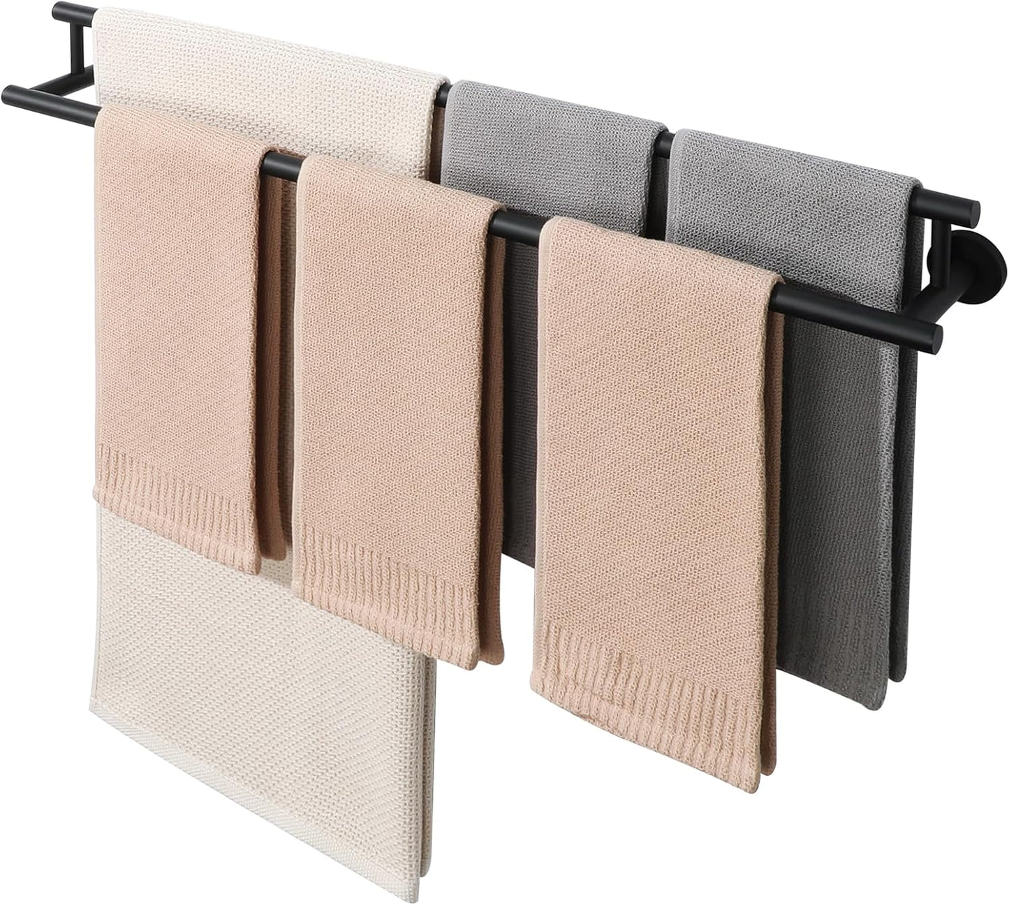 Alise Double Bath Towel Bars,28 Inch Towel Racks for Bathroom,SUS304 Stainless Steel Towel Holder,Sturdy Towel Hanger Wall Mounted,Towel Rod,Robe Towel Hooks,Matte Black Towel Rail,GYT6902-B