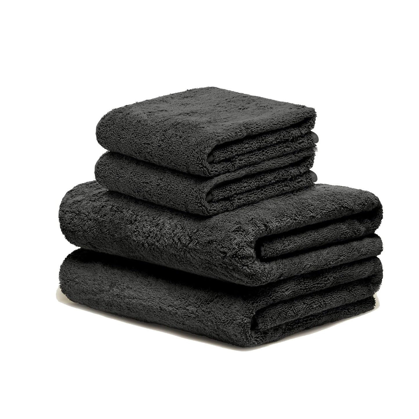 Italic Serene Ultraplush Cotton Towel Set, 4-Piece, 2 Bath Towels + 2 Hand Towels, Charcoal, Large, 800GSM, 100% Cotton, Heavy Duty, Resort Grade Towels (Charcoal)