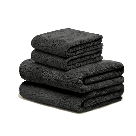 Italic Serene Ultraplush Cotton Towel Set, 4-Piece, 2 Bath Towels + 2 Hand Towels, Charcoal, Large, 800GSM, 100% Cotton, Heavy Duty, Resort Grade Towels (Charcoal)