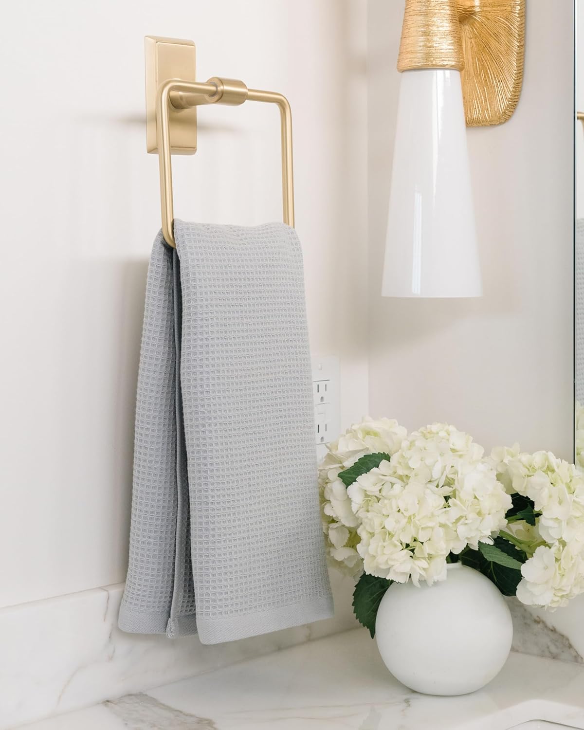 Cozy Earth Waffle Hand Towels - 60% Cotton 40% Viscose from Bamboo Hand Towels 20 x 30 Inches - Soft & Absorbent Terry, Reversible Mini Textured Waffle & Weave Pattern - 2 Pack