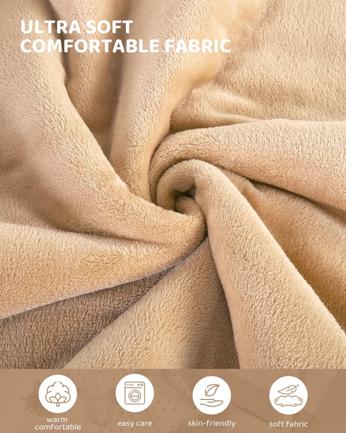 Electric Heated Blanket Full Size, Super Soft Cozy Upgraded Flannel Heating Blanket with 9 Heating Levels & 1-9 Hours Auto Off, Fast Heat & Overheat Protection, 72" x 84", Khaki