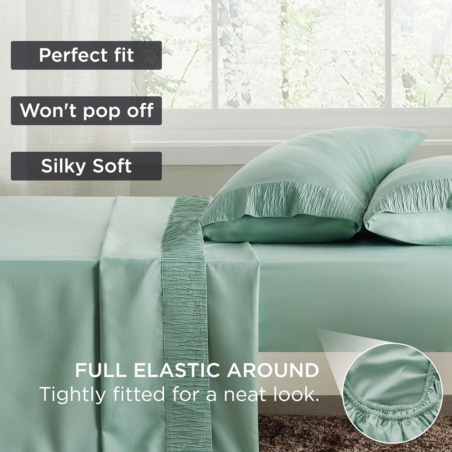 Bedsure Twin Sheets Set - 3 Pieces Soft Twin Bed Sheets - Breathable & Cooling - Hotel Luxury - Easy Care Polyester Microfiber Bedding for Women, Men, Mint Green