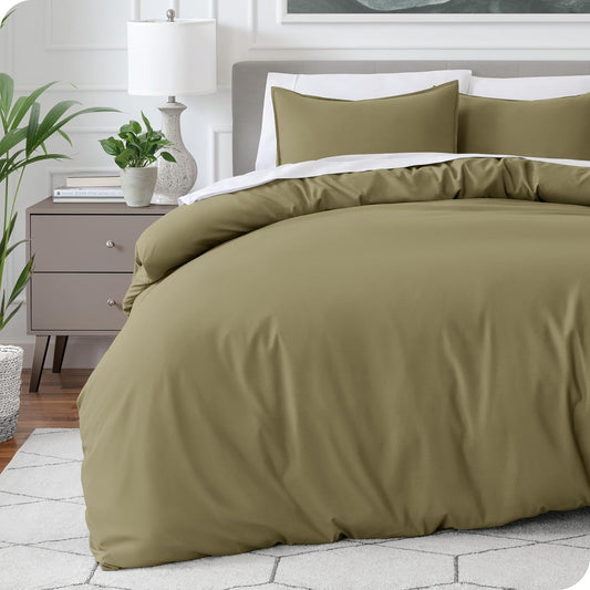Bare Home Bedding Duvet Cover King Size - Premium 1800 Super Soft Collection - Lightweight, Cooling - Soft Breathable Bedding Duvet Cover (King, Olive)