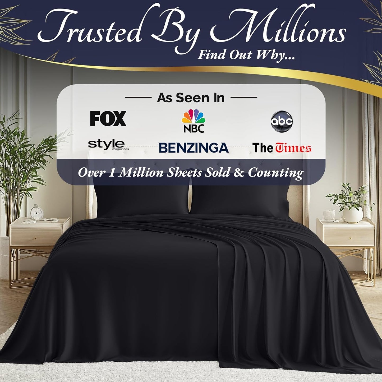 DECOLURE 100% Viscose Derived from Bamboo Sheets Cal King Size 4pcs - Ultra Soft & Luxuriously Cooling, 17" Deep Pocket, Double Stitching, Perfect for Hot Sleepers - King Bed Sheets (Charcoal)