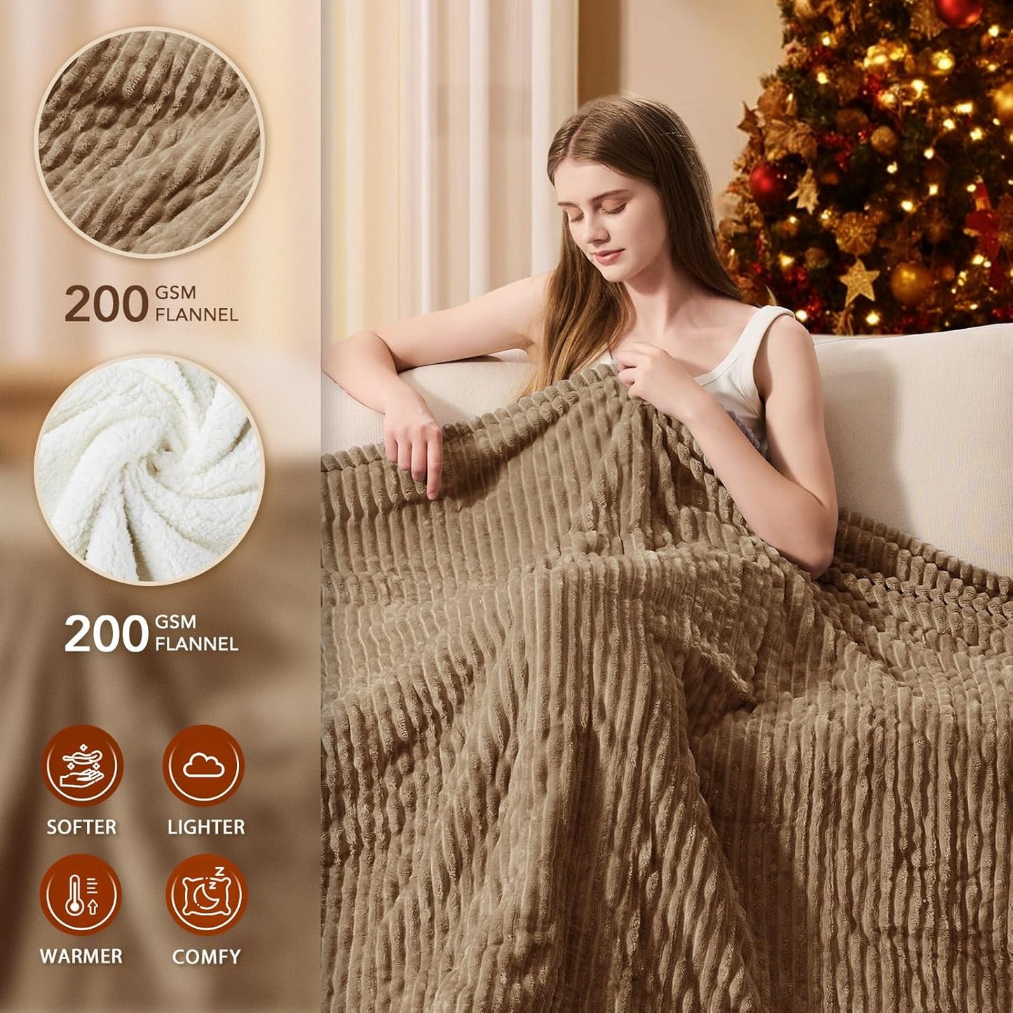 Homemate Electric Blanket Full Size- 72"x84" Heated Blanket Full Size 1/2/4/6/8 Hours Auto-Off 10 Heat Levels Over-Heat Protection Soft Flannel Sherpa Full Size ETL Certification