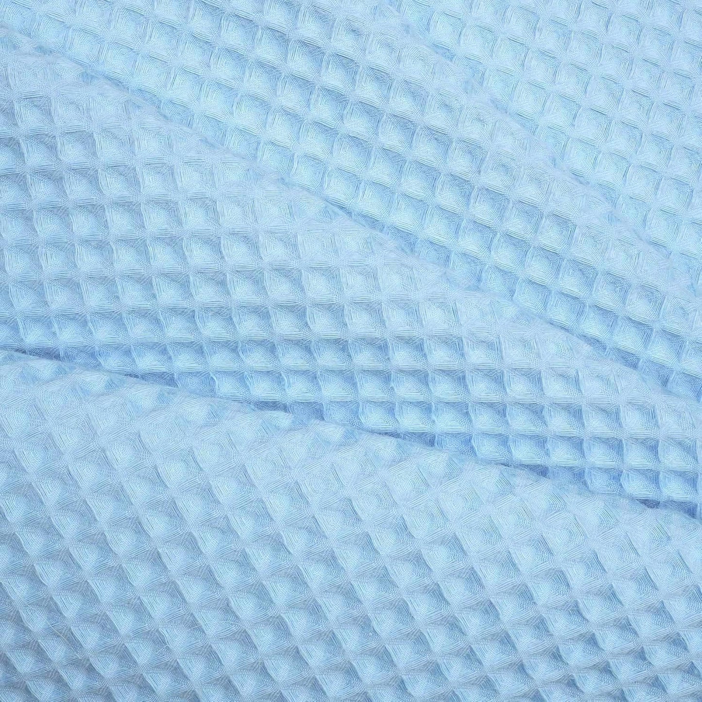 River Dream Sky Blue Fabric Shower Curtain Set, Cotton Blend, Waffle Weave, with Snap in Replacement Liner，54 x 80 inches