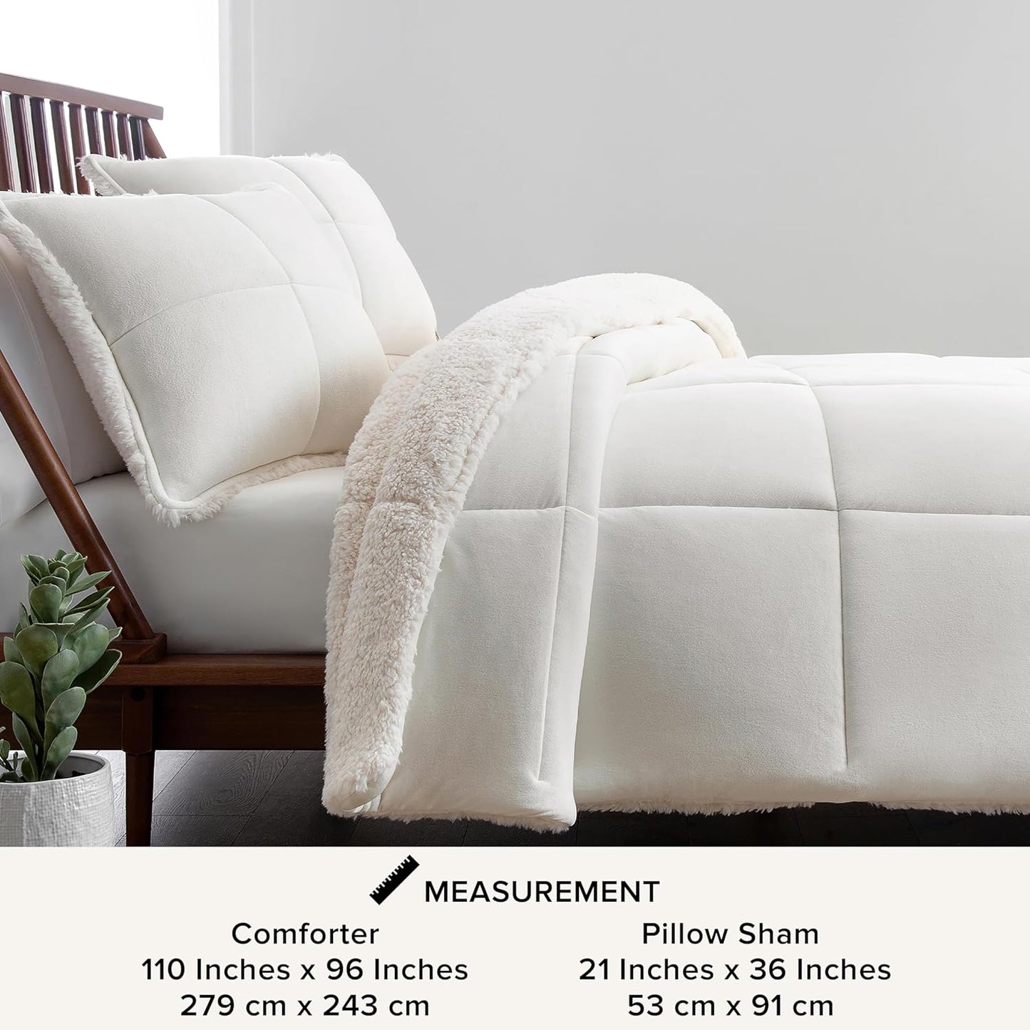 UGG Blissful Comforter Set with 2 Pillow Shams Reversible White Comforter Plush Fluffy Warm Bed Set Premium Hypoallergenic Down Alternative Bedding Breathable, King/California King, White Snow