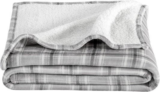 Bare Home Sherpa Fleece Blanket - Twin/Twin Extra Long - Blanket for Bed, Sofa, and Couch - Warm & Lightweight - Fluffy & Soft - Reversible (Twin/Twin XL, Tartan Plaid)