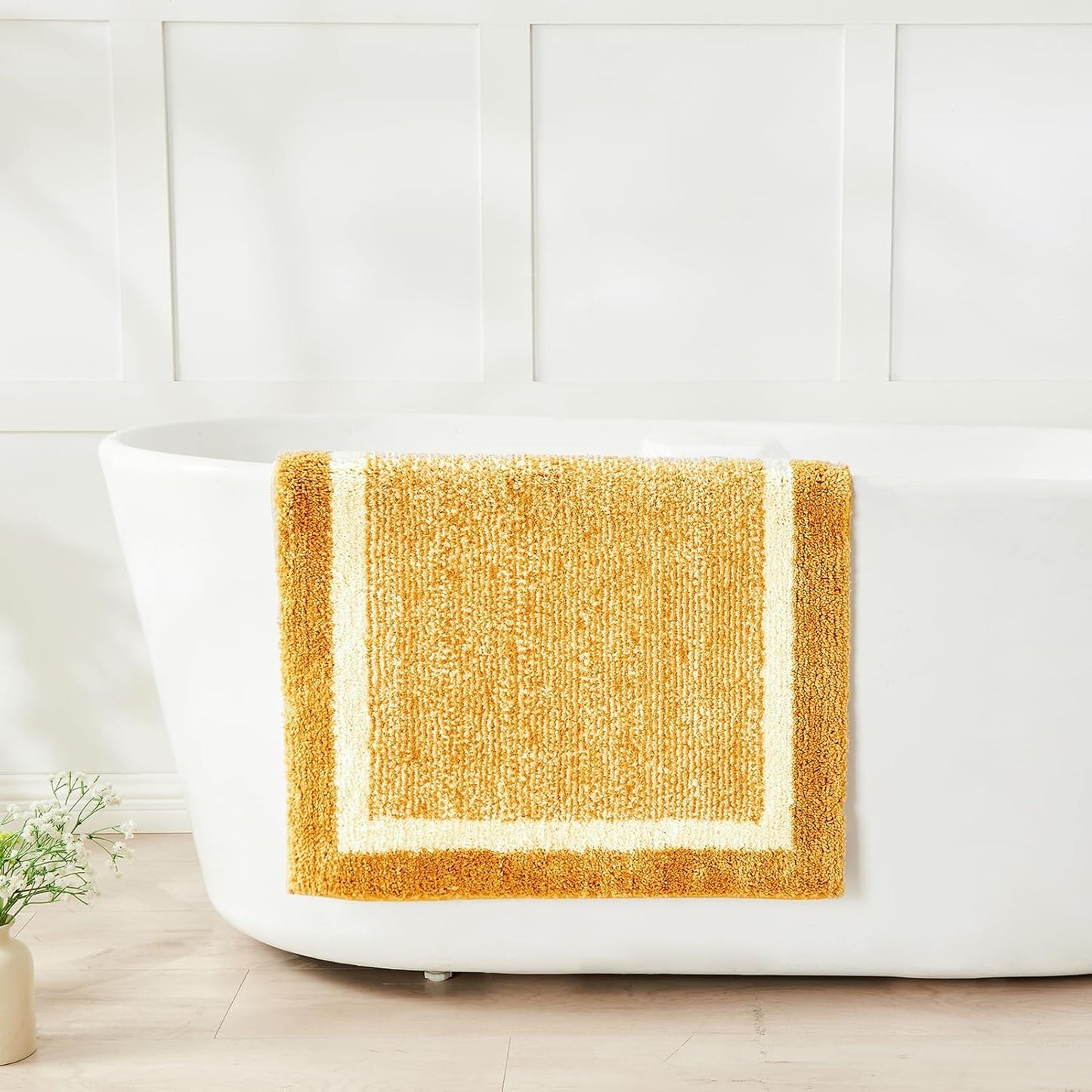 CozeCube Bath mats for Bathroom Non Slip, Fluffy Absorbent Microfiber Bath mat Washable, Aesthetic Bathroom Rugs, Cute Harvest Gold Bath mat, Harvest Gold, 32" x 20"