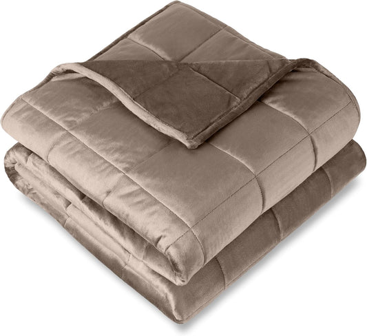 Bare Home Weighted Blanket King Size 25lb (80" x 87") for Adults - Minky Fleece - Premium Heavy Blanket Nontoxic Glass Beads (Taupe, 80"x87")