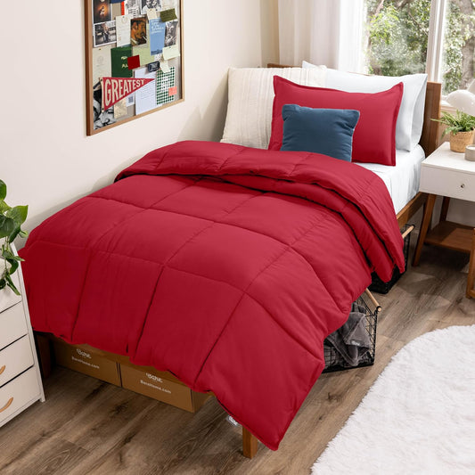 Bare Home Comforter Set - Twin/Twin Extra Long Size - Ultra-Soft - Goose Down Alternative - Premium 1800 Series - All Season Warmth (Twin/Twin XL, Red)