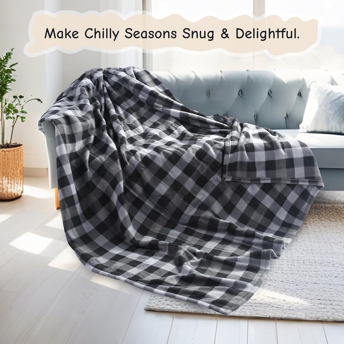 Electric Heated Blanket Full Size 72"x84", 4 Adjustable Heat Settings & 10-Hour Auto-Off, Plush Feel with Overheat Protection, Fast Heating for Luxurious Winter Warmth, Grey Plaid