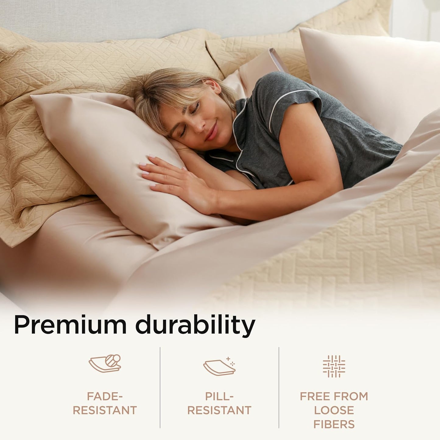 Threadmill California King Sheet Sets |Certified American Supima Cotton Sheets | 656 Thread Count 4 Piece Hotel Quality Luxury Bed Sheets Set with Elasticized Extra Deep Pocket |Beige Sheets