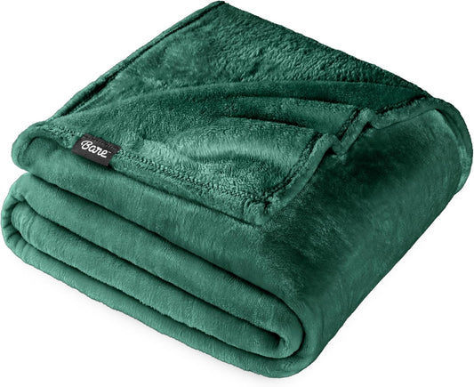 Bare Home Fleece Blanket - Full/Queen - Ultra-Soft Lightweight for Bed, Sofa, and Couch - Luxury Microplush - Cozy Warm Blanket (Full/Queen, Forest Green)