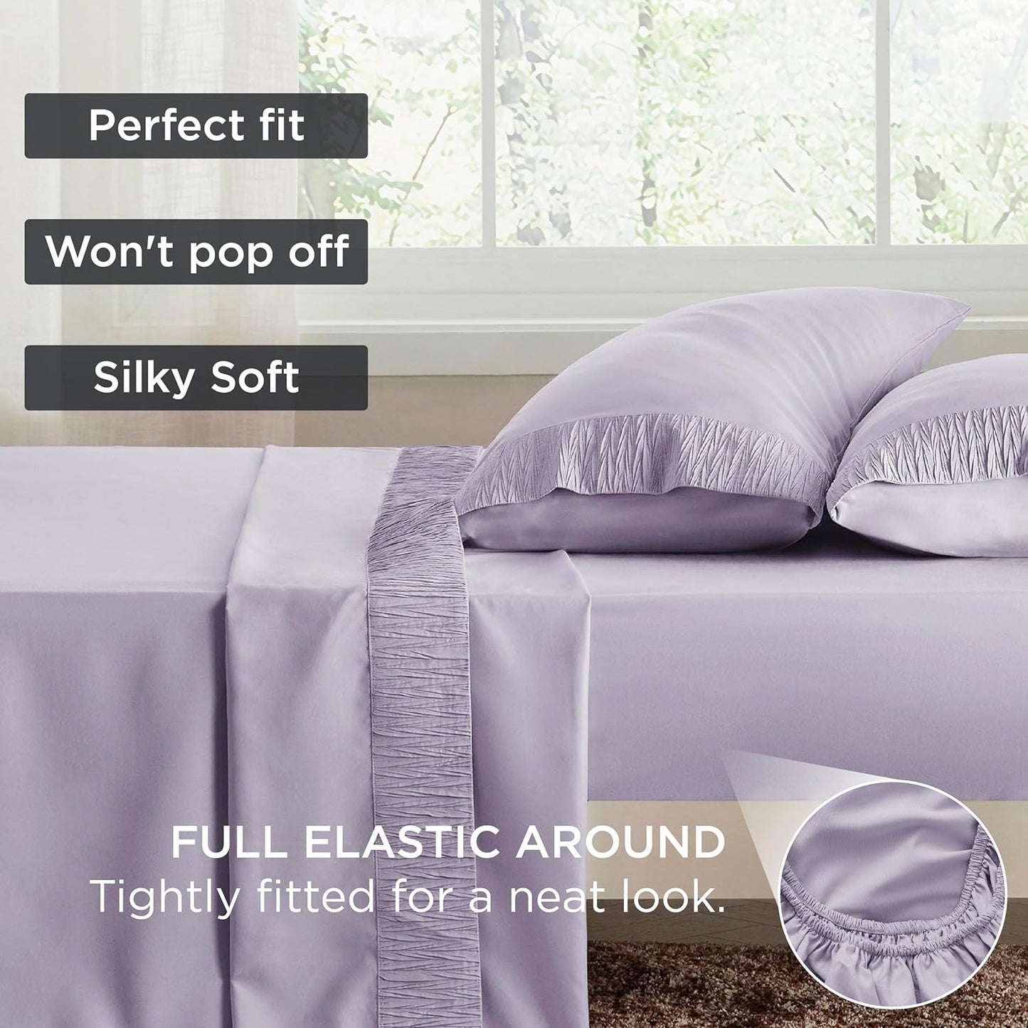 Bedsure King Size Sheets Set - 4 Pieces Soft King Sheets - Breathable & Cooling - Hotel Luxury - Easy Care Polyester Microfiber Bedding for Women, Men, Lavender
