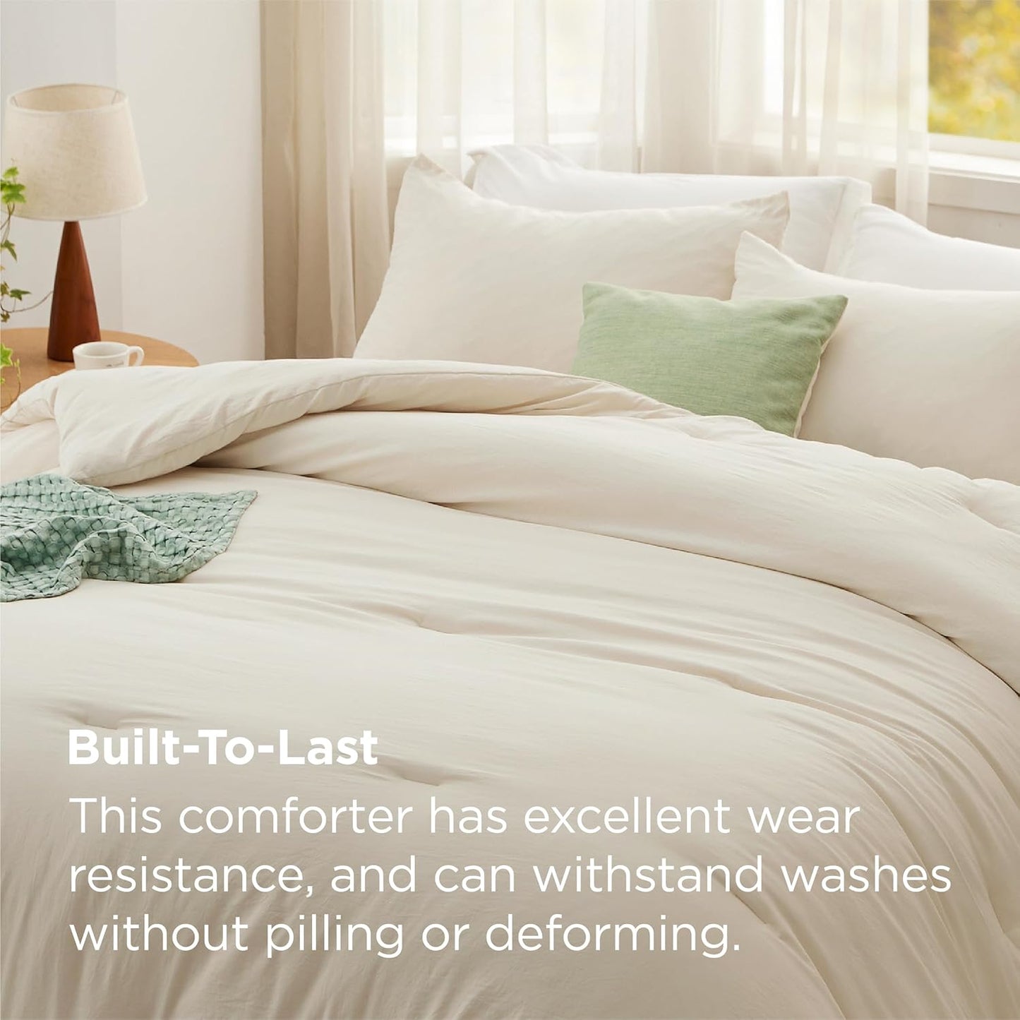 Bedsure Full Size Comforter Set, Cream Soft Prewashed Bedding for All Seasons, 3 Pieces GentleSoft™ Warm Down Alternative Bed Set, 1 Lightweight Comforter (82"x86") and 2 Pillowcases (20"x26")