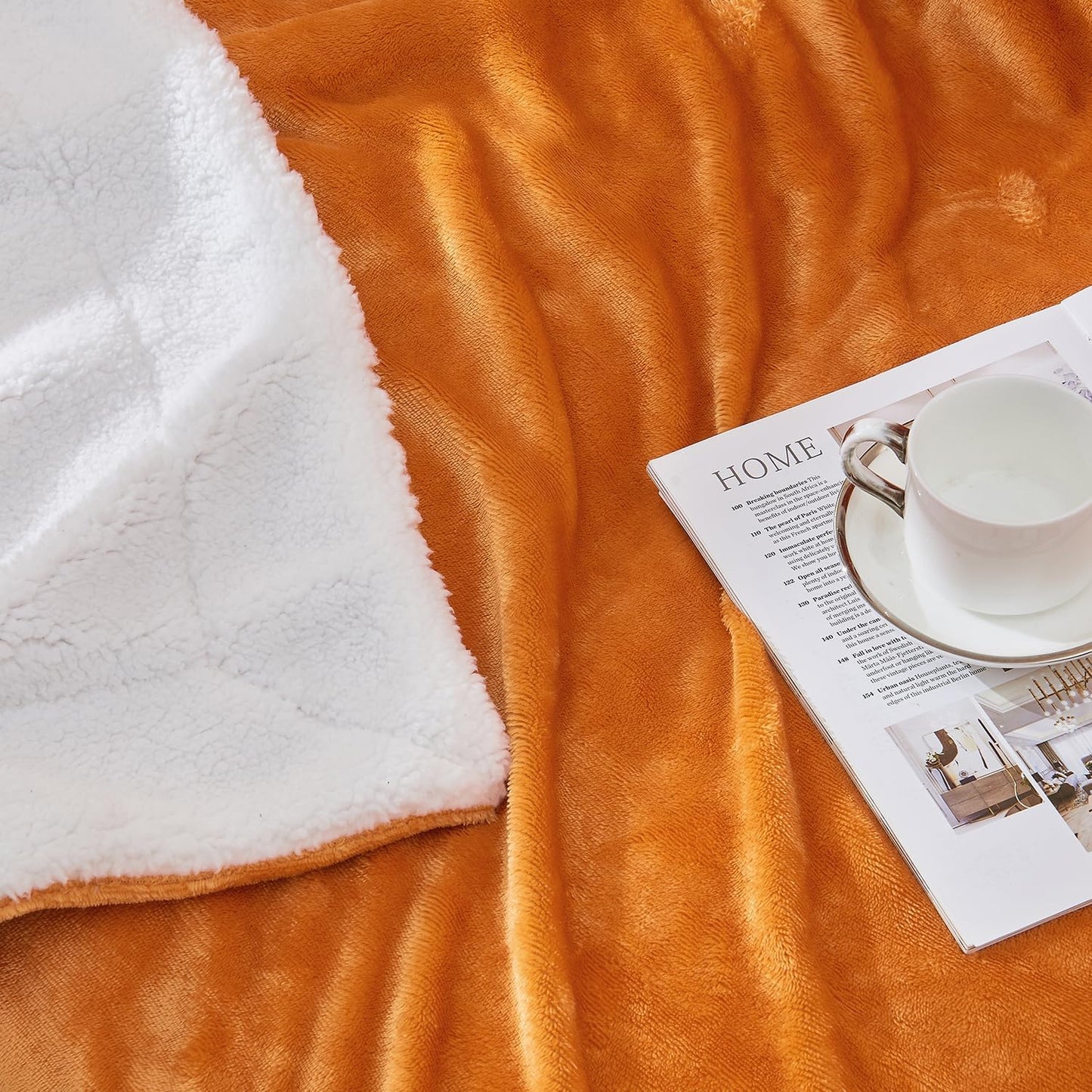 SOCHOW Sherpa Fleece Throw Blanket, Double-Sided Super Soft Luxurious Plush Blanket Twin Size, Burnt Orange, 60x80 inches