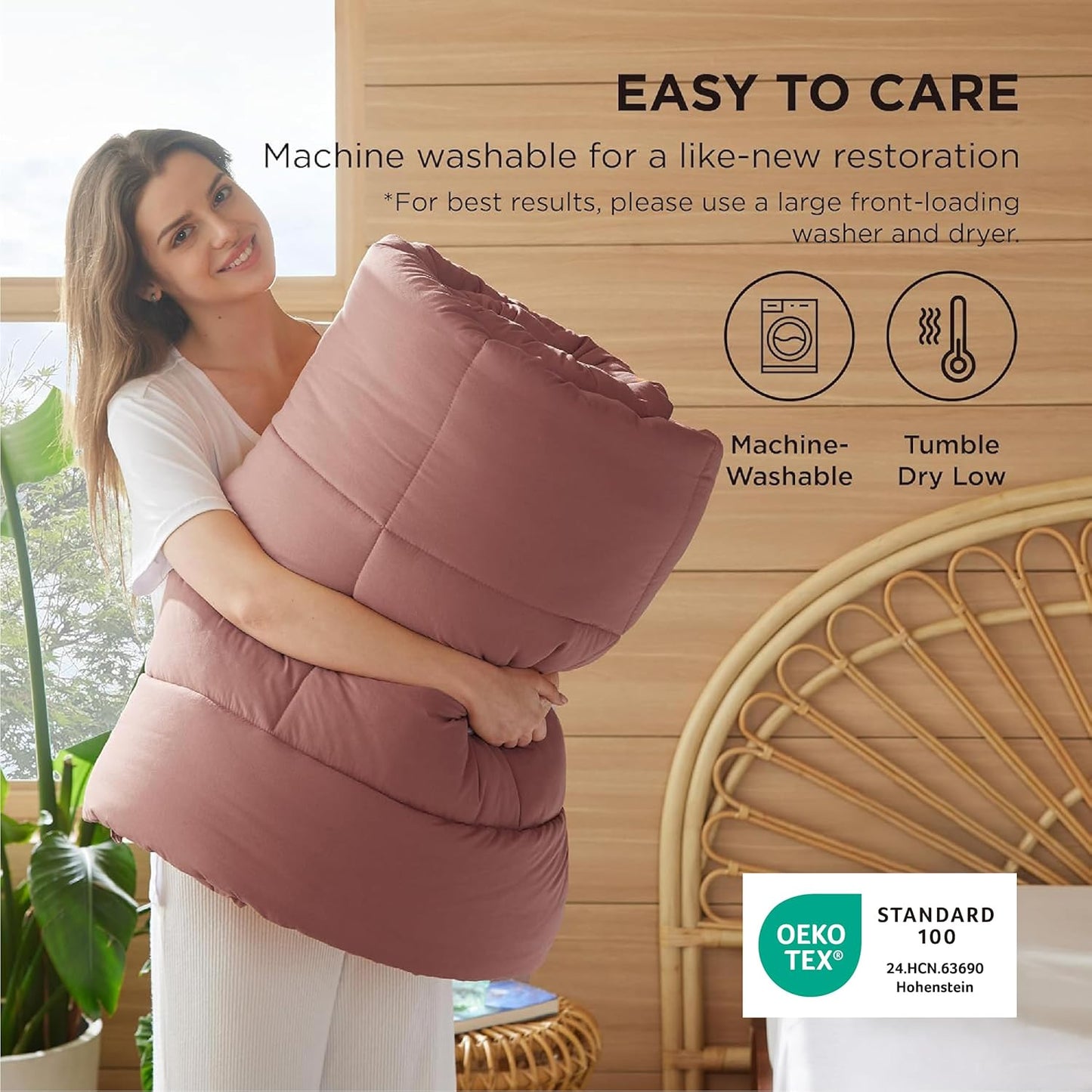 Bedsure Comforter Duvet Insert - Quilted Comforters Full Size, All Season Duvet, GentleSoft Down Alternative Bedding, with 8 Tabs, Gifts for Women/Men, Dusty Pink, Full 86 x 82 Inches