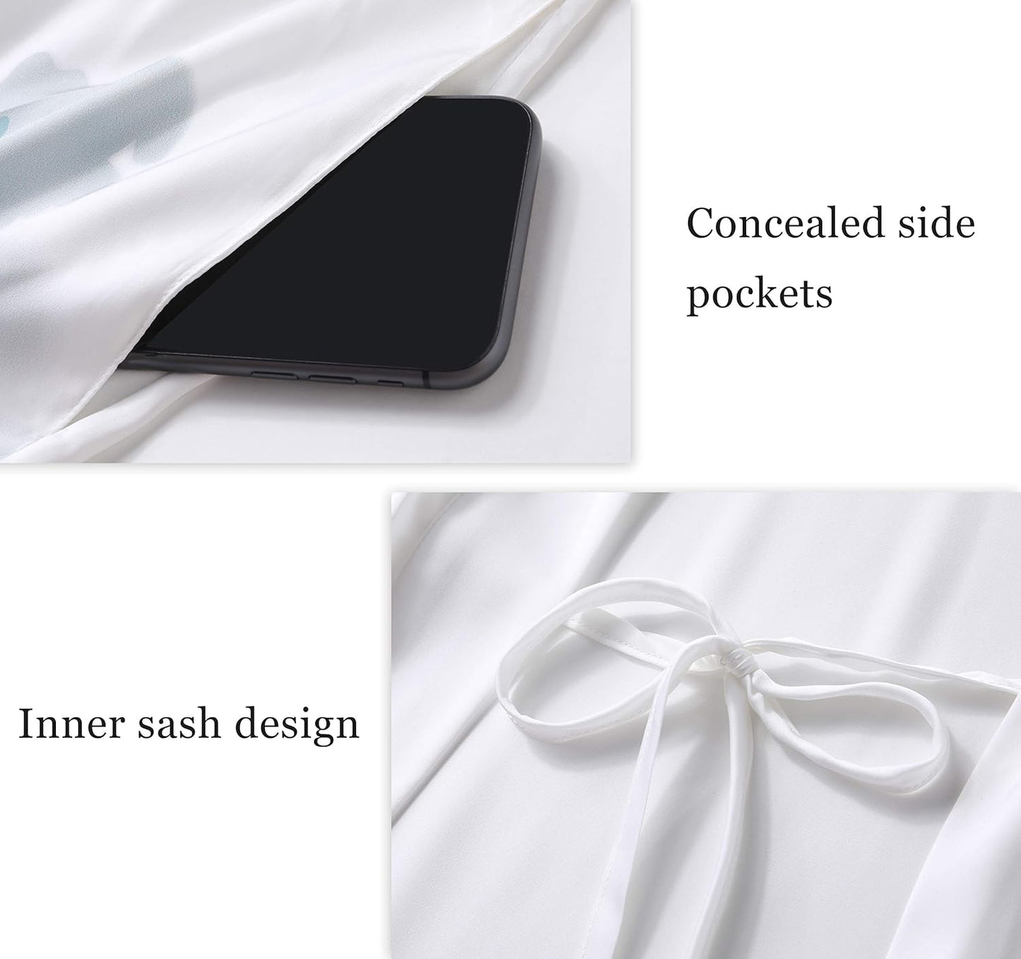PRODESIGN Kimono Robe for Women - Long Satin Sleepwear Silky Kimono Cover-Up Nightgown Japanese Bathrobe Loungewear Blouse