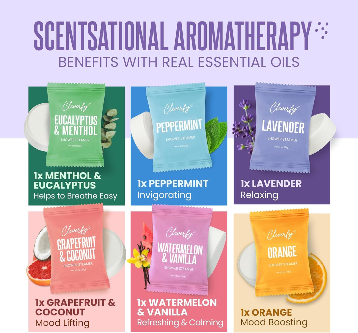 Cleverfy Shower Steamers Aromatherapy – Stocking Stuffers for Teen Girls, Women and Wife – Christmas Gifts for Teens and Women – White Elephant Gifts for Adults – 6 Tablets