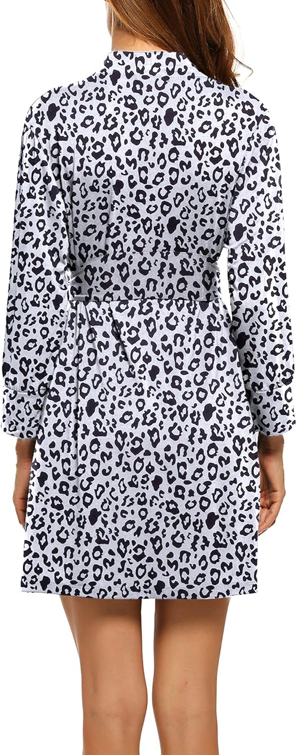 HOTOUCH Womens Robe Lightweight Short Knit Bathrobe Soft Ladies Sleepwear with Pockets