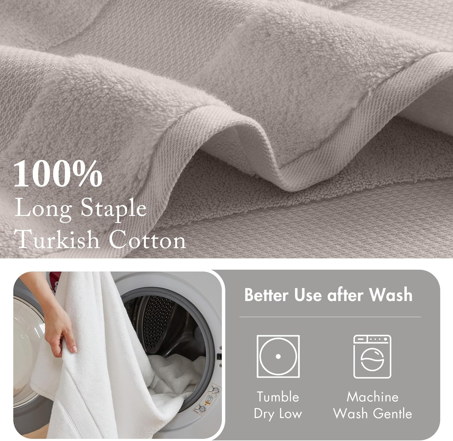 Madison Park Turkish 100% Cotton 600Gsm Luxury Premium Thick Soft Absorbent Hotel Bathroom Towel Set Shower Hand Face Washcloths, Assorted Sizes, Taupe 6 Piece