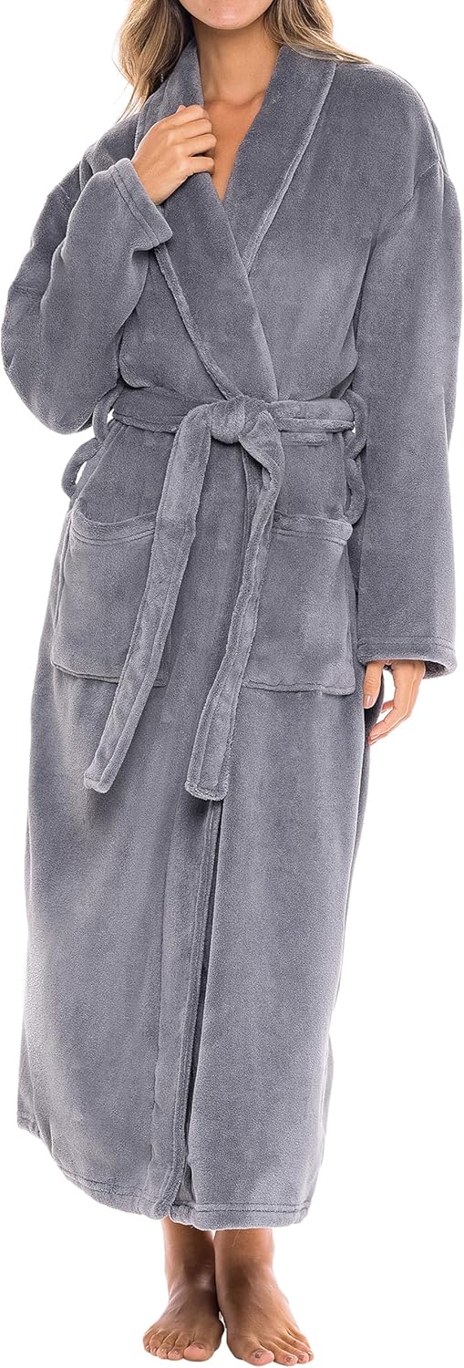Alexander Del Rossa Plush Robe for Women, Long Fleece Winter Bath Robe, Plus Size
