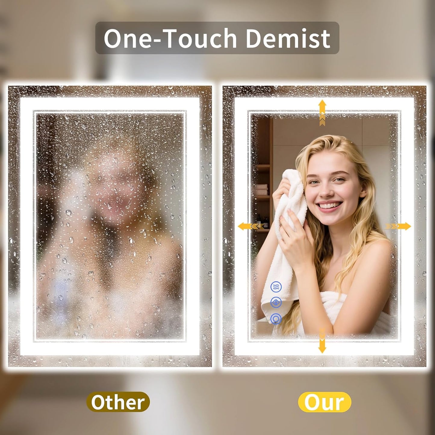 24X36 LED Bathroom Mirror with Lights, Anti-Fog, Backlit + Front Lit, Dimmable, Led Vanity Mirror for Wall, Lighted Bathroom Mirror, 3 Colors, Shatter-Proof Tempered Glass