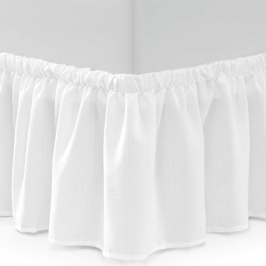 Bed Skirt Full Bed Skirt Wrap Around Ruffled Box Spring Cover, Easy Install, Washable 15" Drop Elastic Dust Ruffle by Casual Living, 54-inch x 75-inch, White