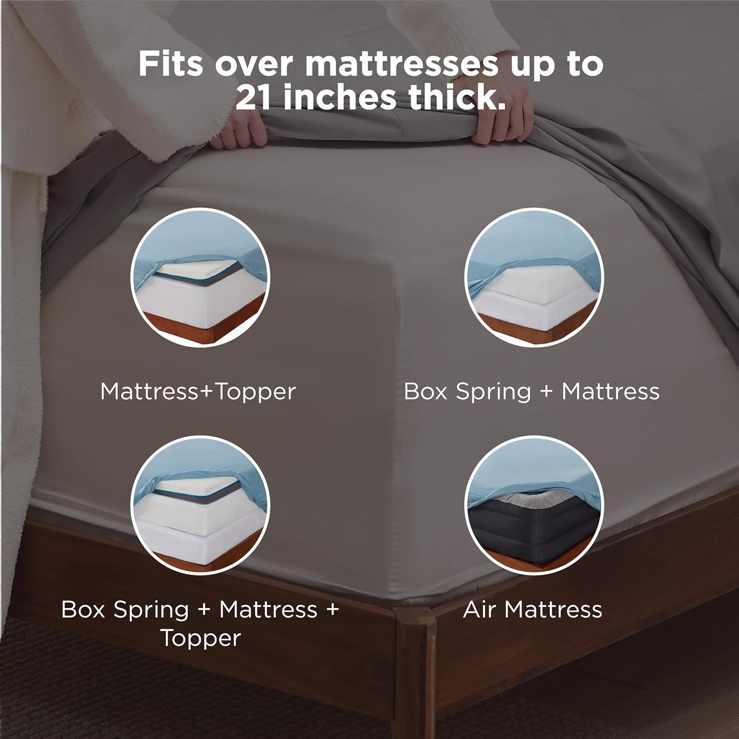 Bedsure Deep Pocket King Sheet Set - Fits Mattresses Up to 21 Inches Thick - 4 Piece GentleSoft Bed Sheets, Moisture Wicking, Soft & Cooling Bedsheet & Pillowcases, Easy & Secure Fit, Mineral Blue