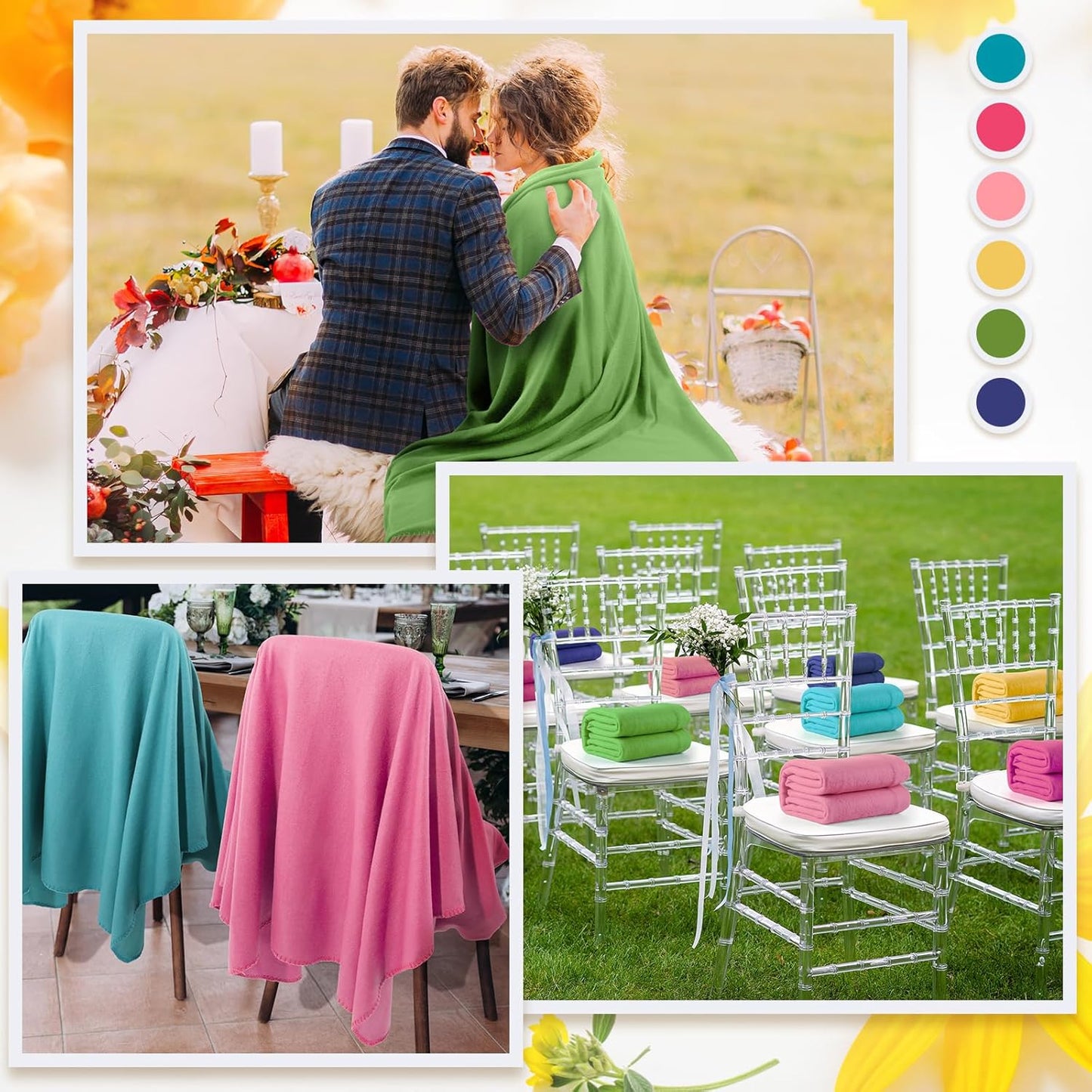 24 Packs Fleece Throw Blanket Soft Warm Lightweight Fleece Blanket Cozy Throw Bulk for Bed Couch Sofa Home Office Wedding Gifts Suitable for Seasons, 50 x 60 Inches(Fresh Color)