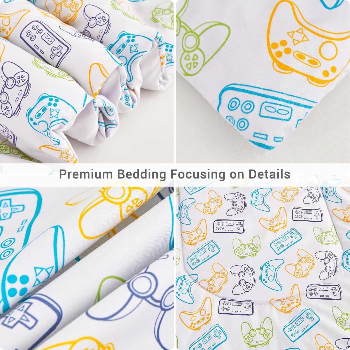 Viviland Kids Twin Bedding Sets for Boys, Soft Microfiber Twin Comforter Sets, Grey Game