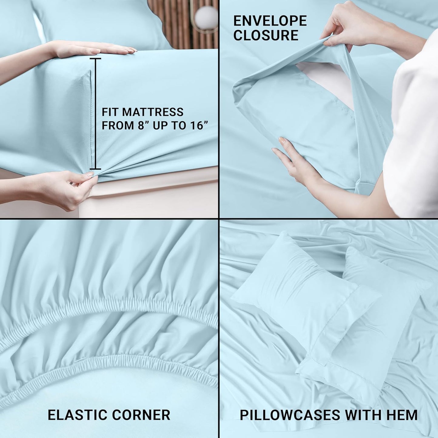 Utopia Bedding Twin Sheet Set – 3 Piece Bed Sheets for Twin Size Bed, Soft and Breathable Microfiber, Includes 1 Fitted Sheet, 1 Flat Sheet and 1 Pillowcase (Ice Blue)