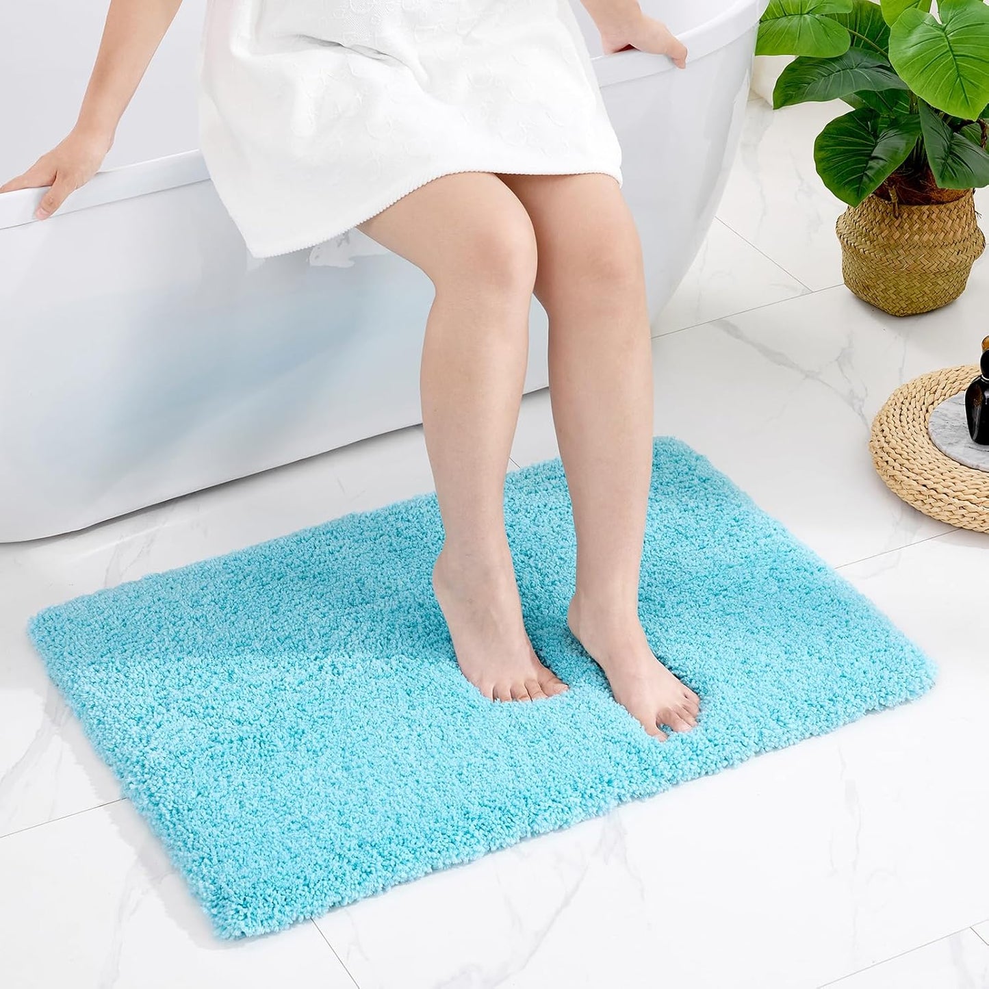 Teal Bathroom Rug 24x36 Non Slip Fluffy Bath Mat for Bathroom Floor Washable Plush Luxury Bath Rug for Tub Soft Shaggy Absorbent Shower Sink Mat