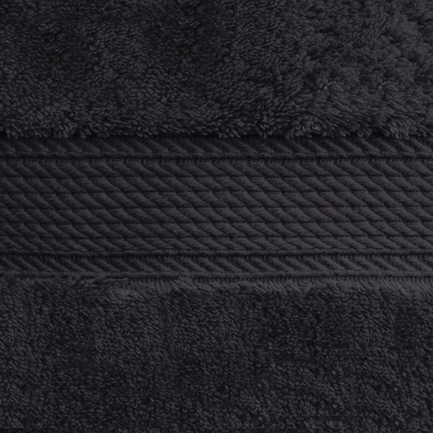 Superior Egyptian Cotton Pile Hand Towel Set of 4, Ultra Soft Luxury Towels, Thick Plush Essentials, Absorbent Heavyweight, Guest Bath, Hotel, Spa, Home Bathroom, Shower Basics, Black