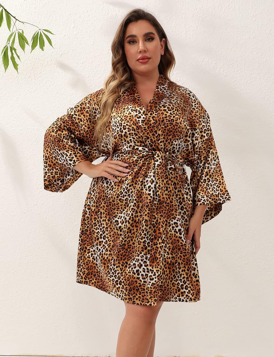 Women's Plus Size Satin Robes Plus Size Silky Kimonos Robes Sleepwear,Short