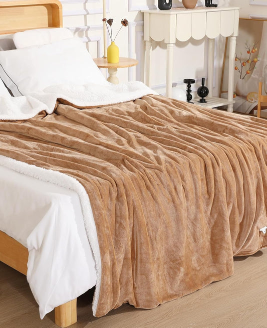 Electric Heated Blanket Twin 62"x84" - Soft Silky Flannel & Fluffy Sherpa Blanket with 9 Heat Levels & 2-10 Timer, ETL Certified & Overheat Protection, Gift for Grandma Grandpa, Brown
