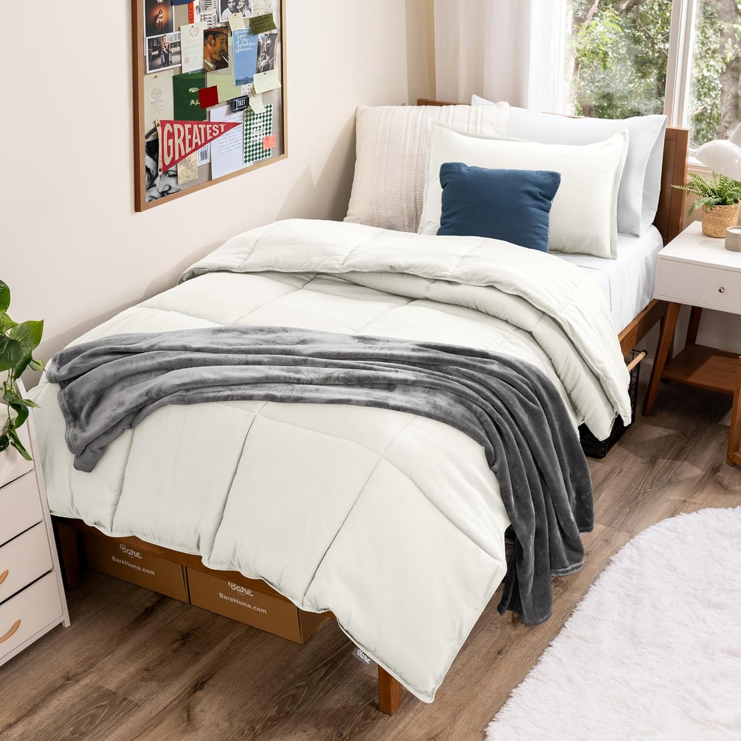 Bare Home Comforter Set - Twin/Twin Extra Long Size - Ultra-Soft - Goose Down Alternative - Premium 1800 Series - All Season Warmth (Twin/Twin XL, Cream)