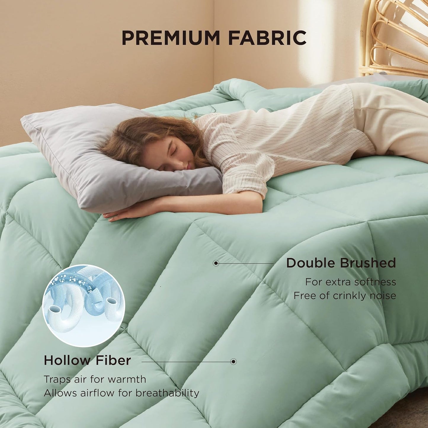 Bedsure Comforter Duvet Insert - Quilted Comforters King Size, All Season Duvet, GentleSoft Down Alternative Bedding, with 8 Tabs, Gifts for Women/Men, Sage Green, King 90 x 102 Inches