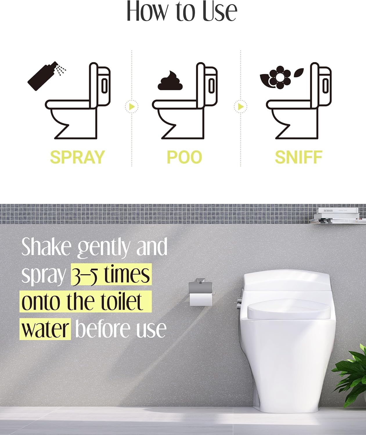 Pre-Poop Aromatic Bathroom Toilet Spray, Potty Deodorizer, Neutralize Bad Odors - Fresh Eucalyptus and Bergamot Scent (1.69 fl.oz. 2 Pack)
