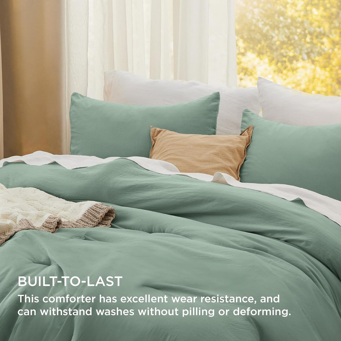 Bedsure King Size Comforter Set, Sage Green Soft Prewashed Bedding for All Seasons, 3 Pieces GentleSoft™ Warm Down Alternative Bed Set, 1 Lightweight Comforter (104"x90") and 2 Pillowcases (20"x36")