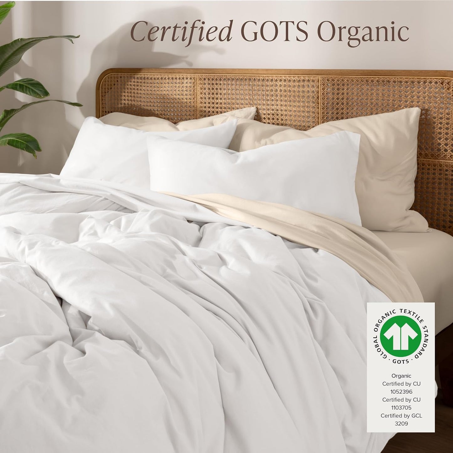 Bare Home 100% Organic Cotton Jersey Duvet Cover Set - King/Cal King Size - Ultra Soft - 100% Cotton - 3pcs - Corner Ties - Button Closure - Envelope Pillowcases (King/Cal King, White)