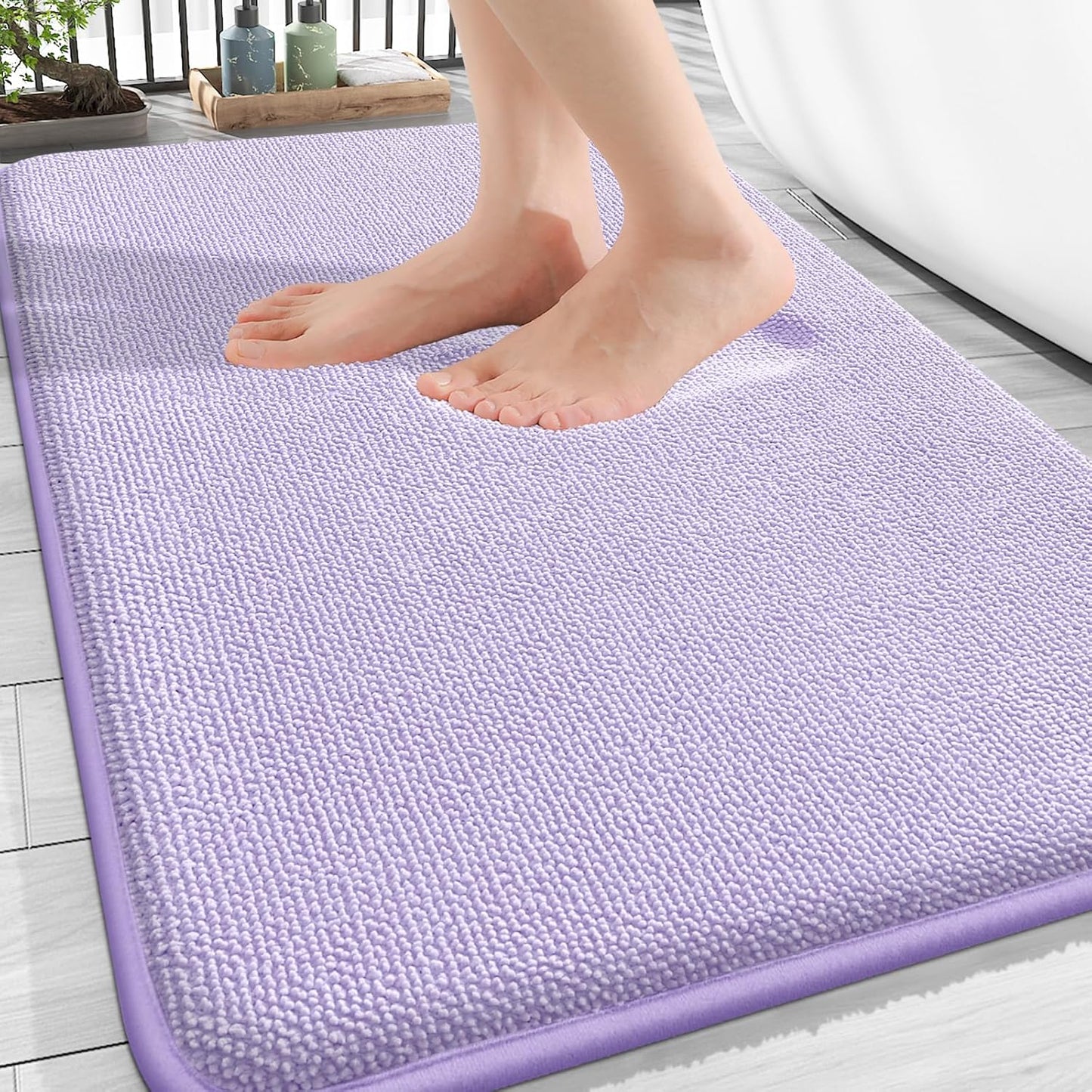 OLANLY Thick Memory Foam Bath Mat Rug 30x20, Extra Soft Absorbent Bathroom Rug, Quick Dry Bath Mats, Non-Slip, Machine Washable Carpet for Bathroom, Tub and Shower, Home Decor Accessories, Lavender